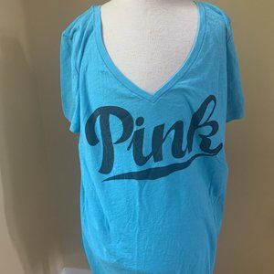 Pink Blue V neck Top